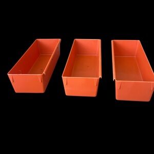 VTG Rubbermaid Interlocking Drawer Organizers 8.5" Lot of 3 ORANGE 2915 Mod Fall